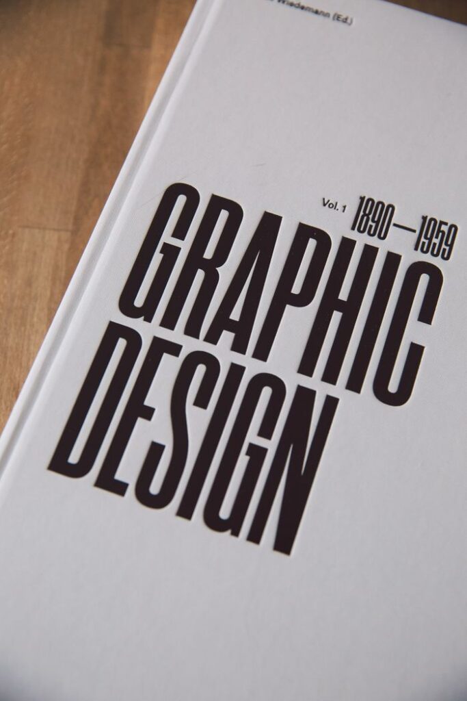Close-up of a graphic design book cover highlighting years 1890-1959.