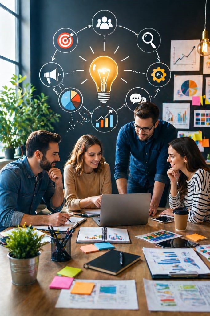 Digital marketing team planning a marketing strategy